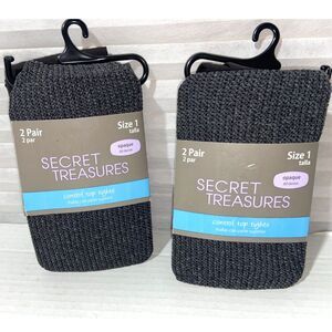 2 Secret Treasures Tights Control Top 4 Pairs Charcoal Black 60 Denier Size 1